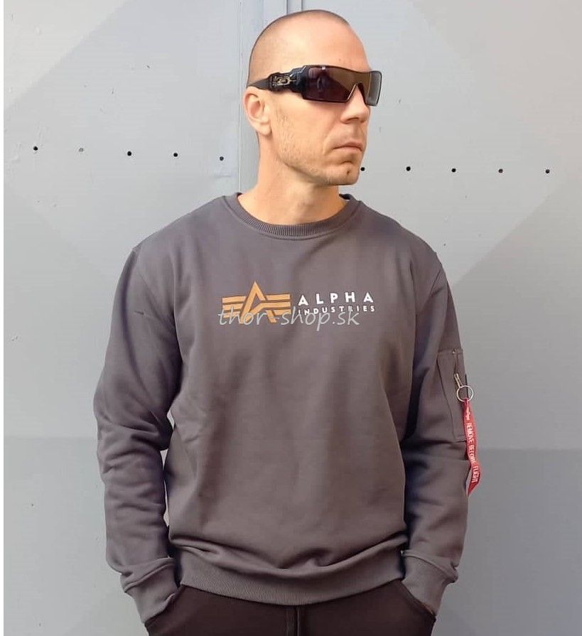 https://www.thor-shop.sk/ - ALPHA INDUSTRIES Pánske Industries - mikina - Mikiny Alpha - Alpha black grey Sweater Label